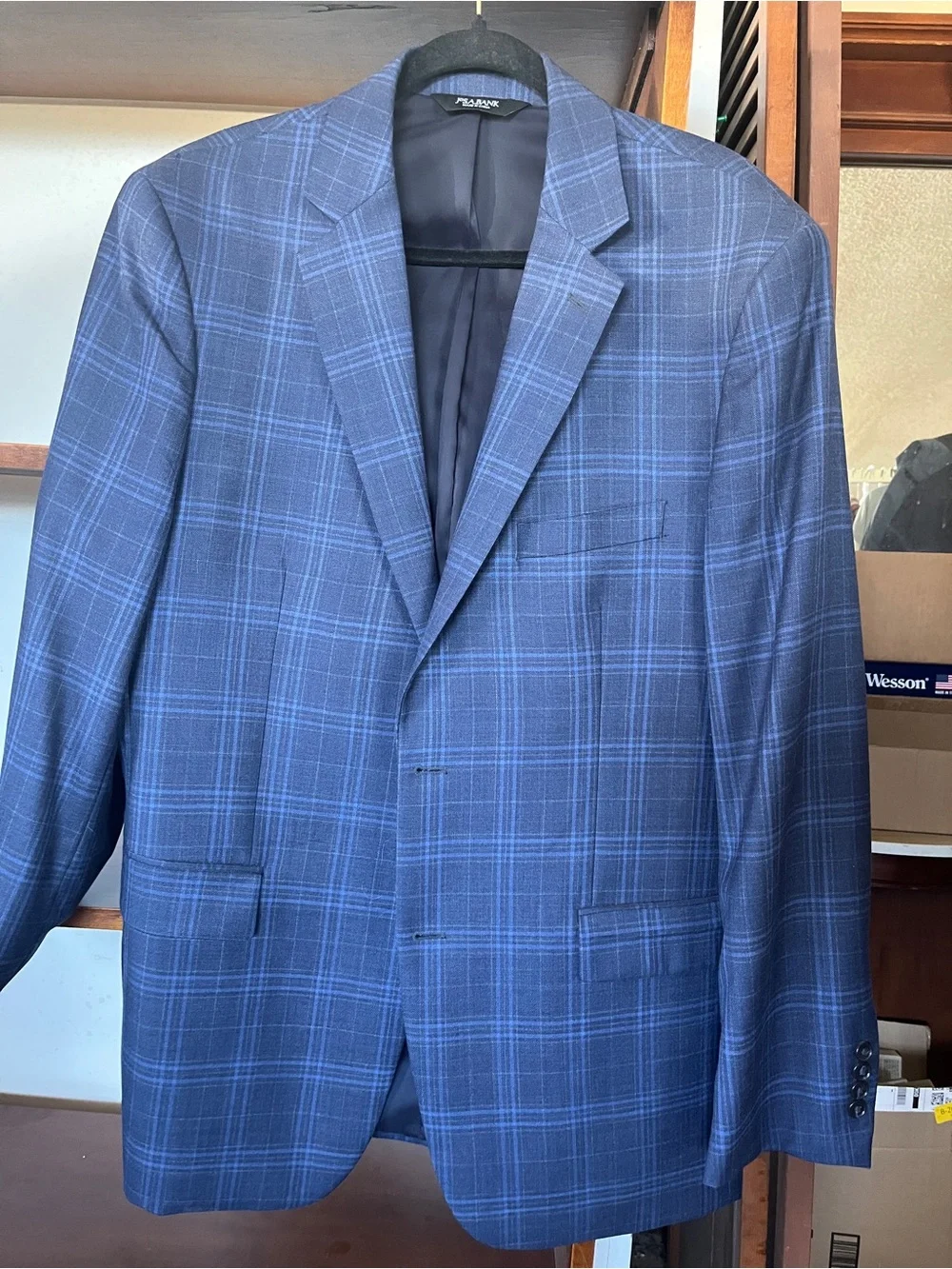 Jos. A. Bank Navy Blue Windowpane Plaid Sport Coat